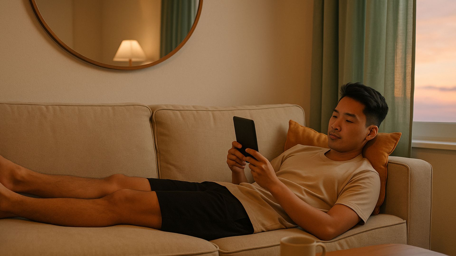 Remote worker in a comfortable apartment